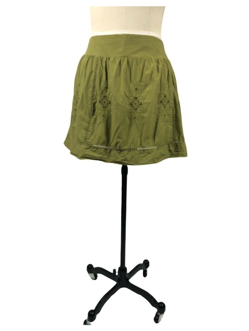 J. Crew Skirt Eyelet Mini Skirt Womens 2 Green Cotton Eyelet Boho-Chic Coastal